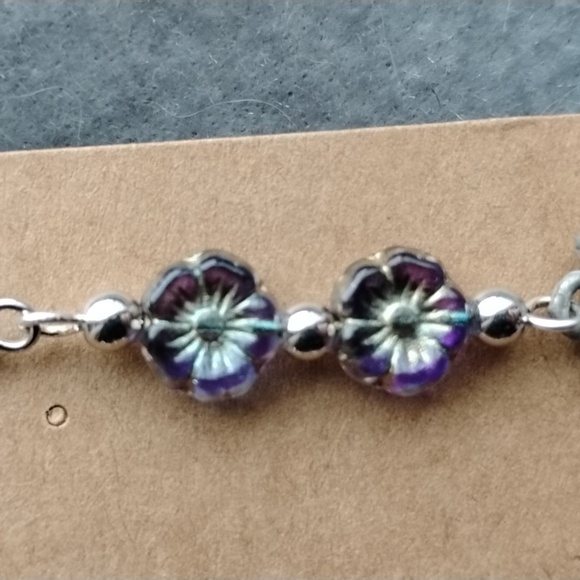 Hand Crafted Czech Glass Flower And Cat Charm Earrings - Picture 3 of 5